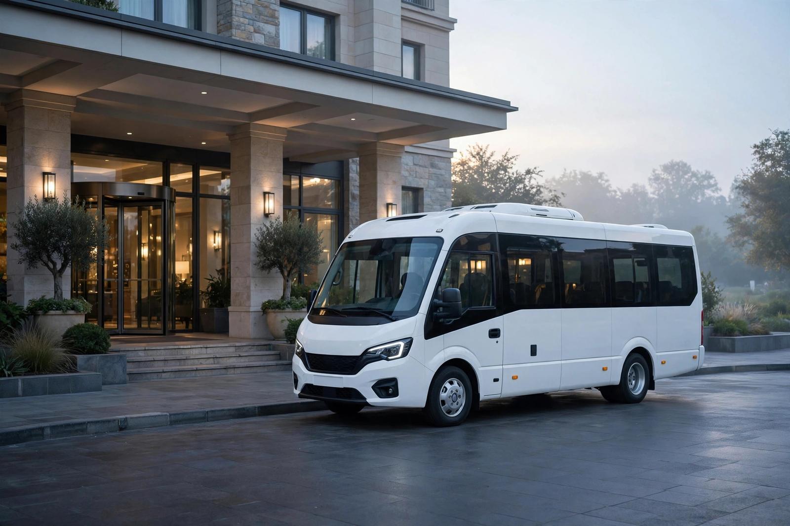 White mini coach shuttle for Temple City group transportation